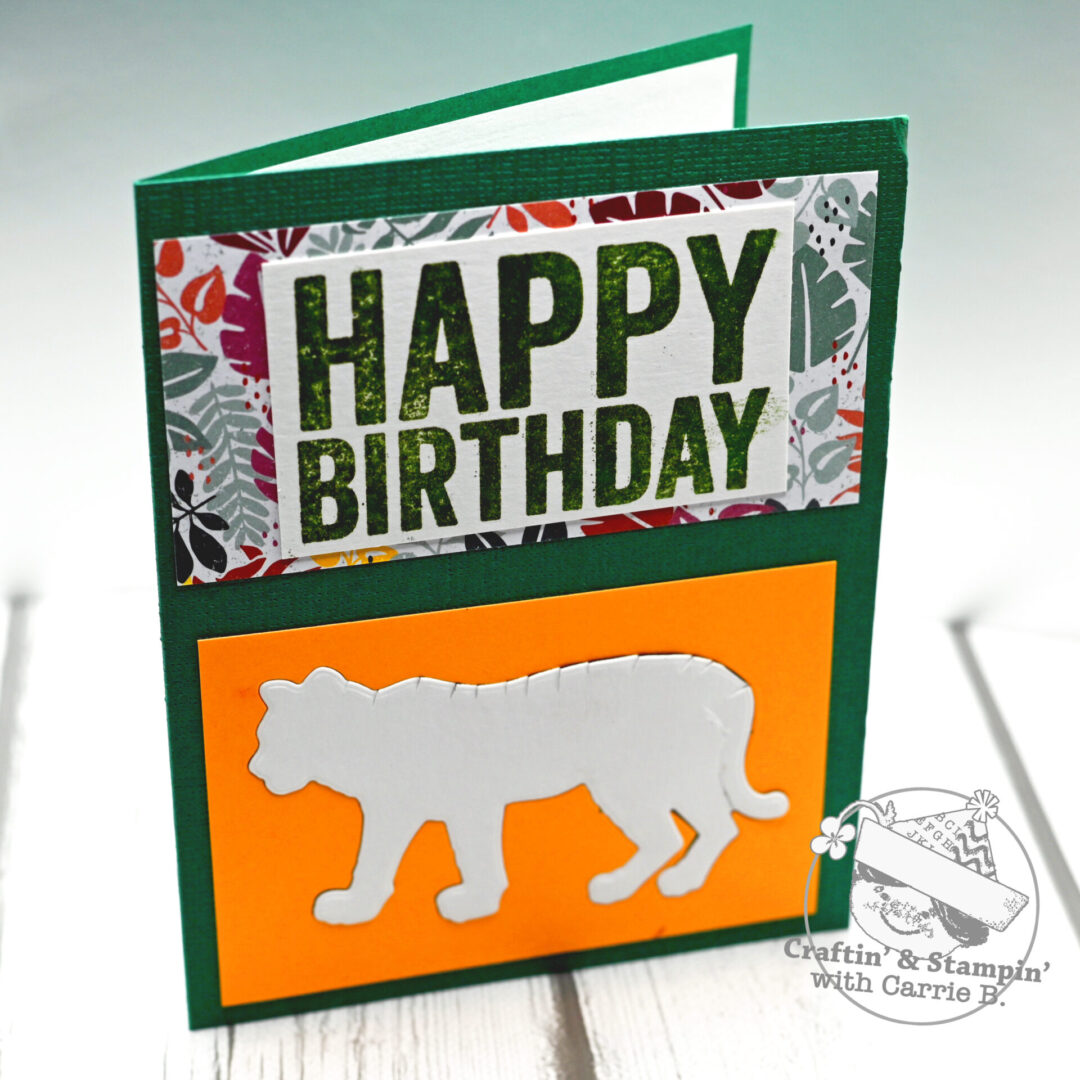 a birthday greeting card with a tiger