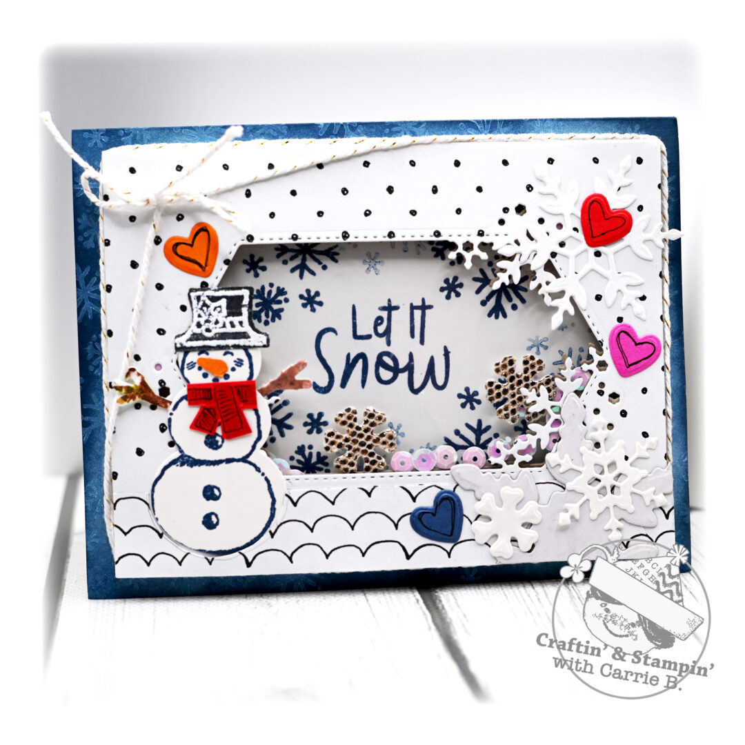 blue and white snowman greeting card