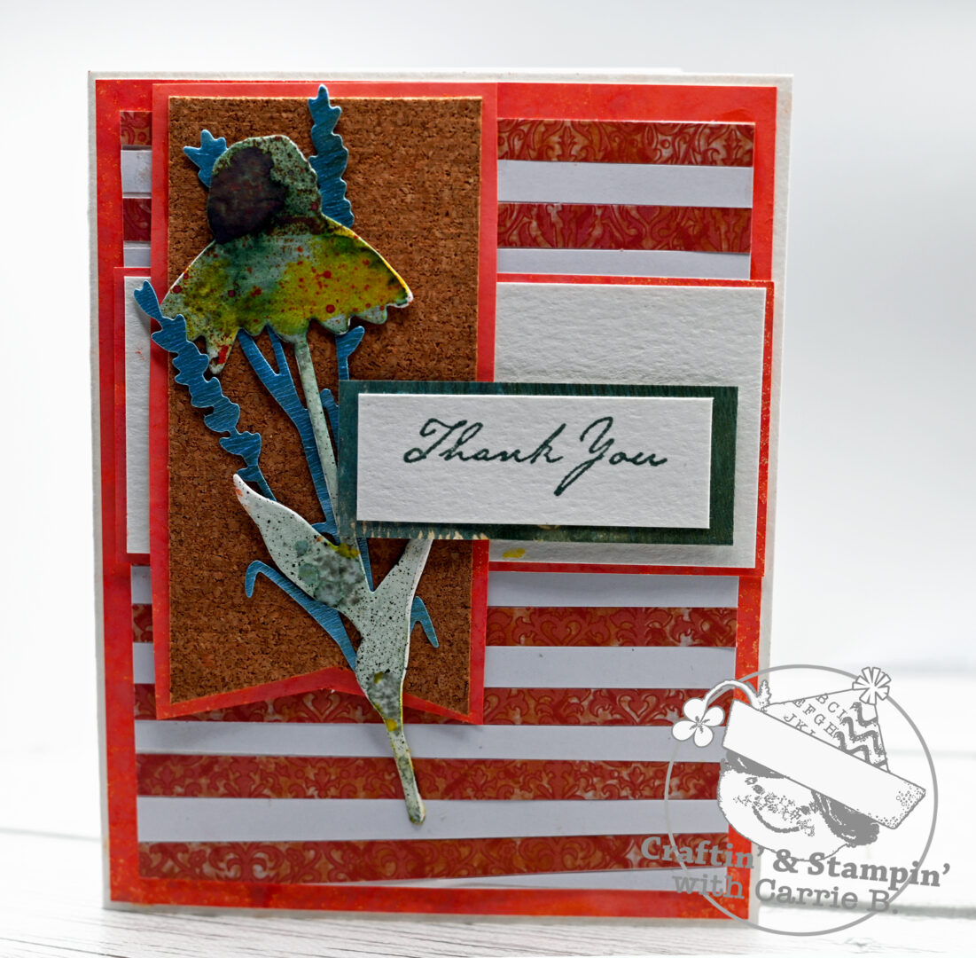 Striped Floral Thank You Card