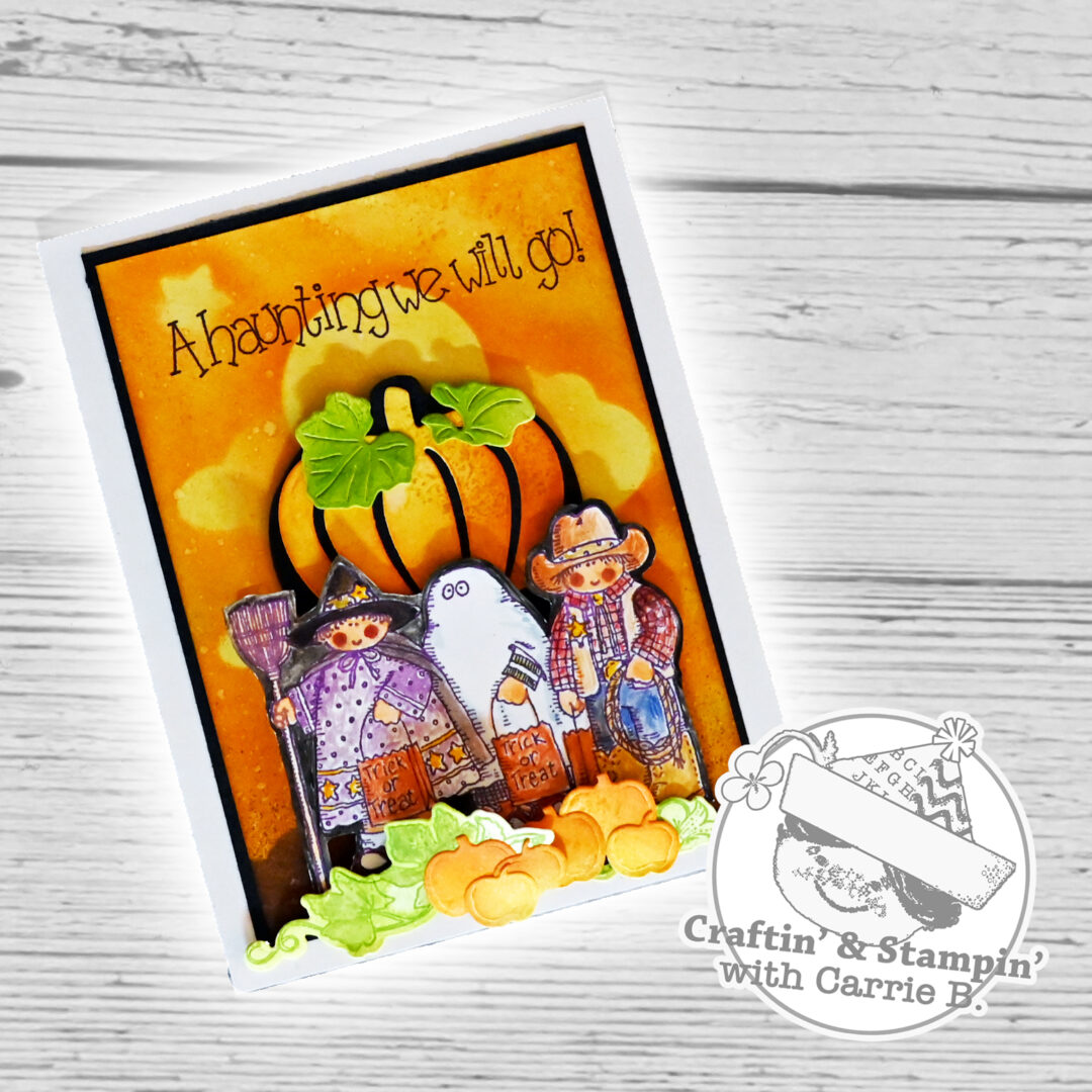 A halloween card with hand painted elements and autumn colors