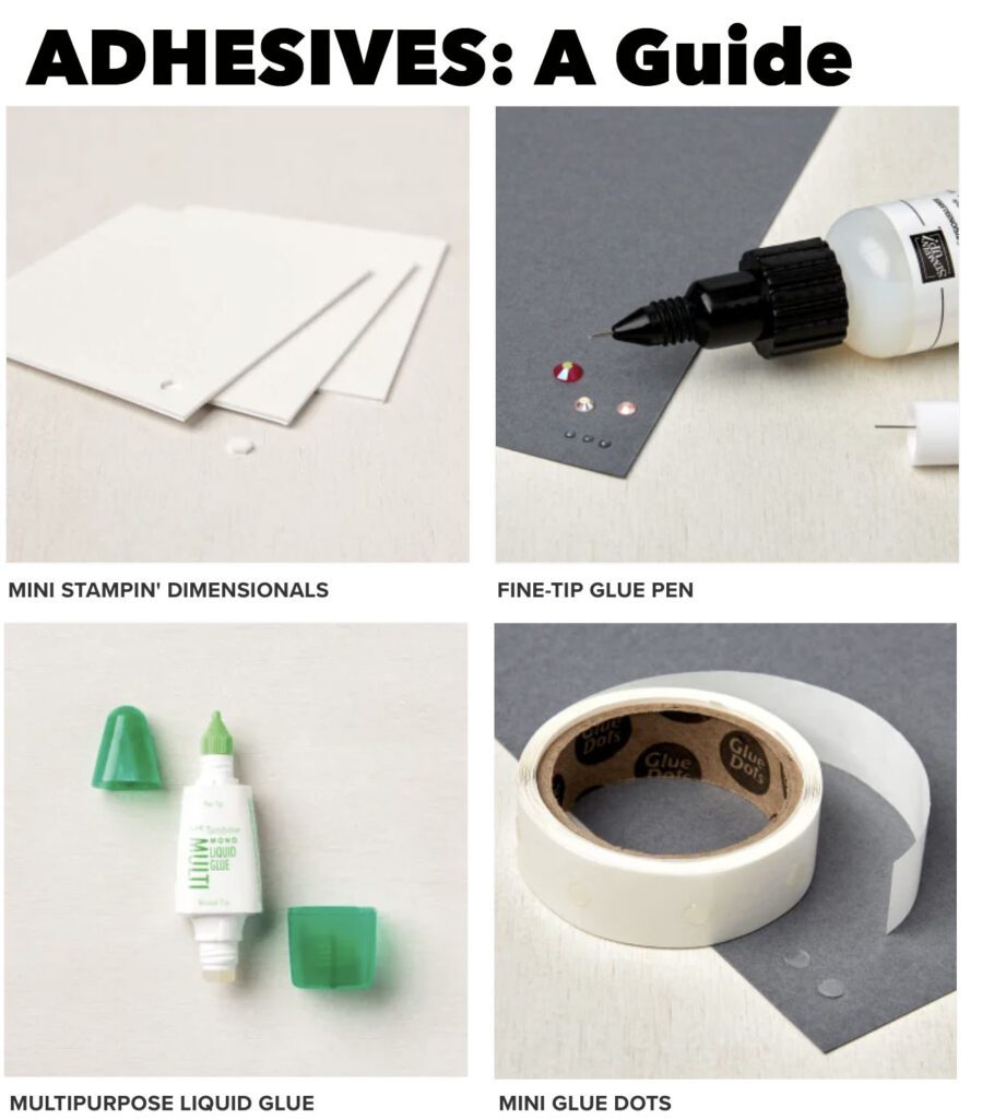 a picture of four adhesives for crafting