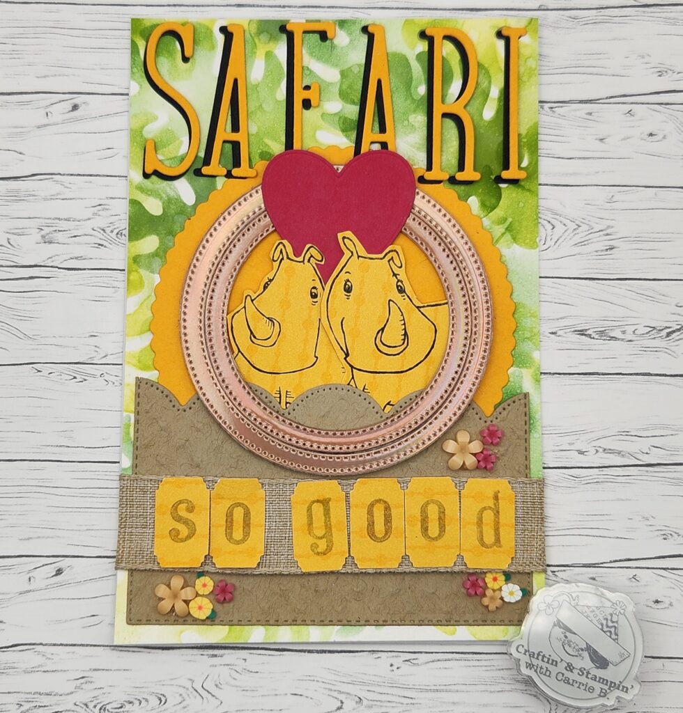 yellow green brown rhino safarii card